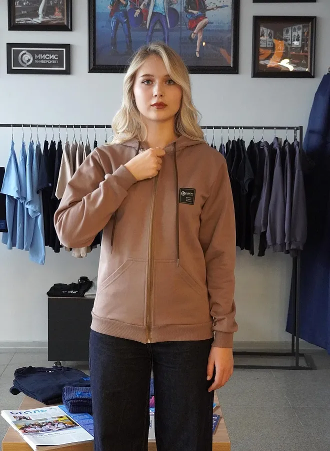 Толстовка с капюшоном бежевая