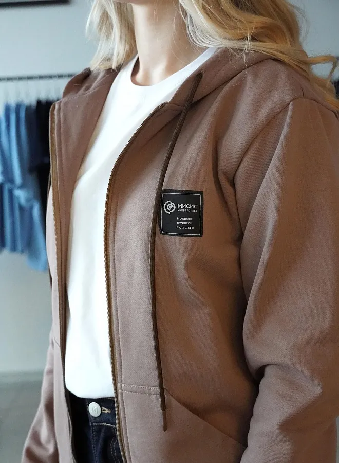 Толстовка с капюшоном бежевая