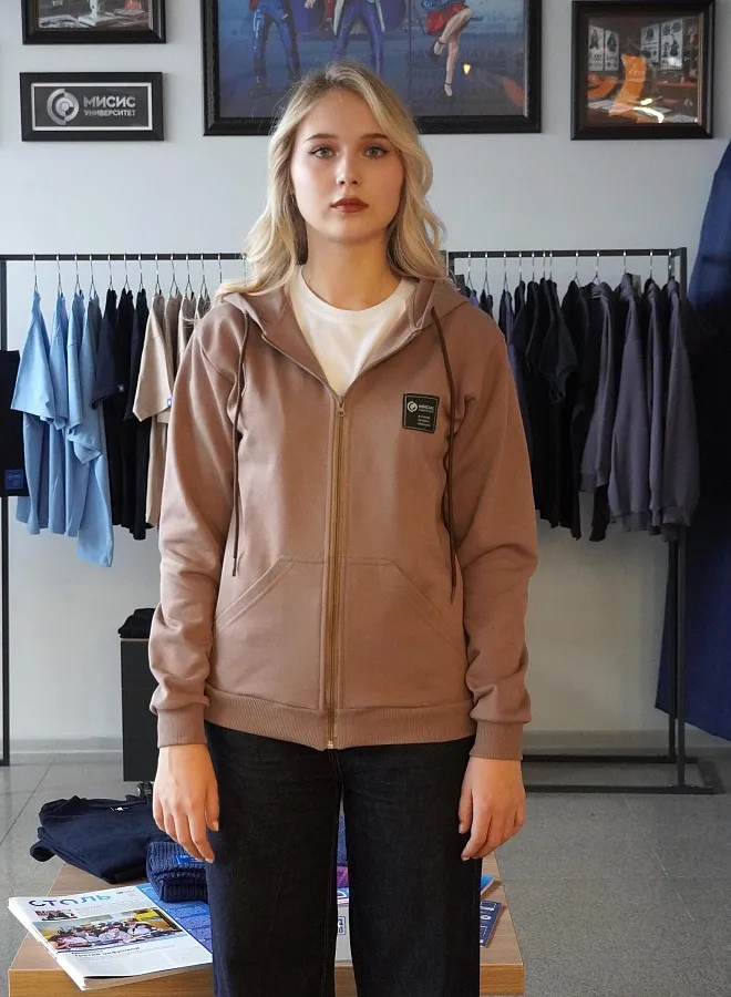 Толстовка с капюшоном бежевая